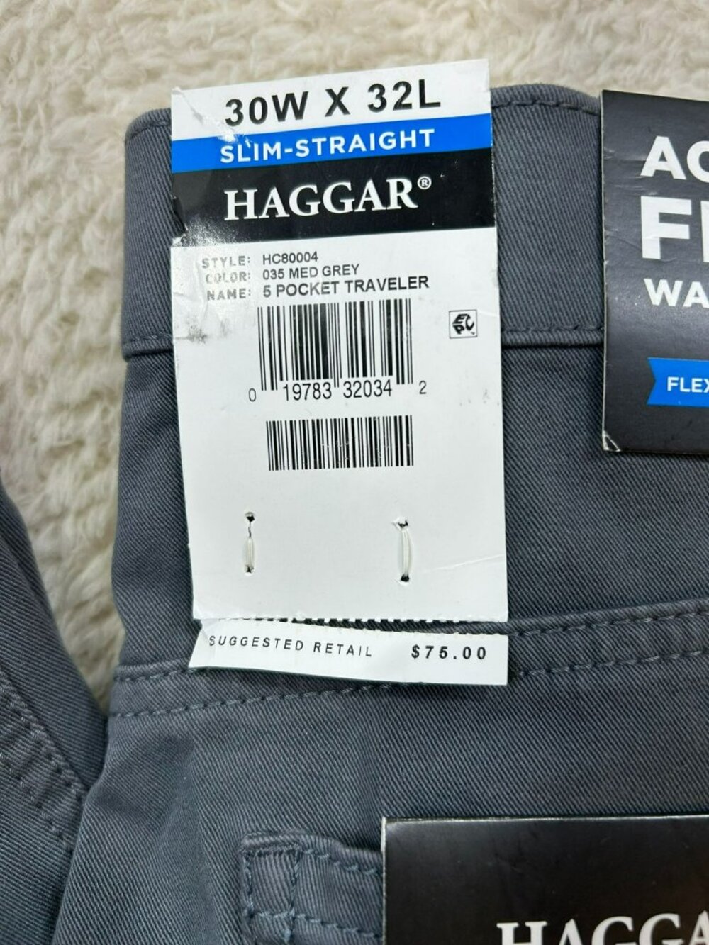 Haggar Mens City Flex Slim-Straight 5-Pocket Pants Active Flex Waistband 4-Way S - Picture 2 of 4